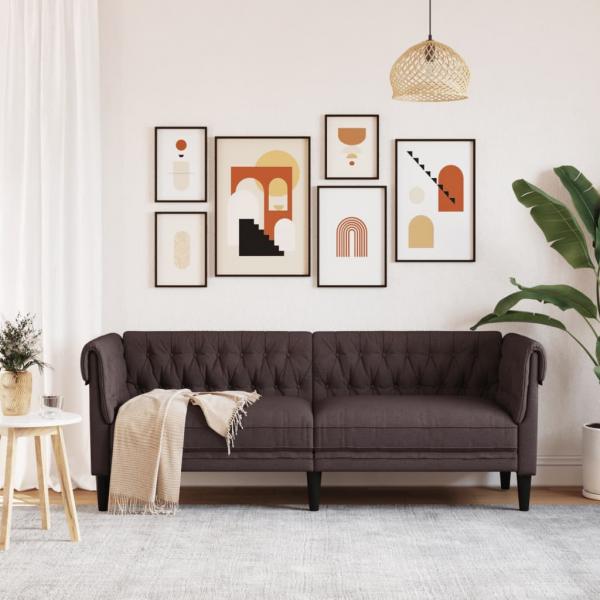 Chesterfield-Sofa 3-Sitzer Dunkelbraun Stoff