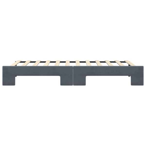 Tagesbett Ausziehbar Dunkelgrau 90x200 cm Samt