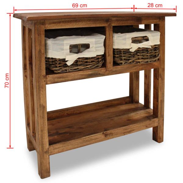 Konsolentisch Massives Mahagoniholz 69x28x70 cm