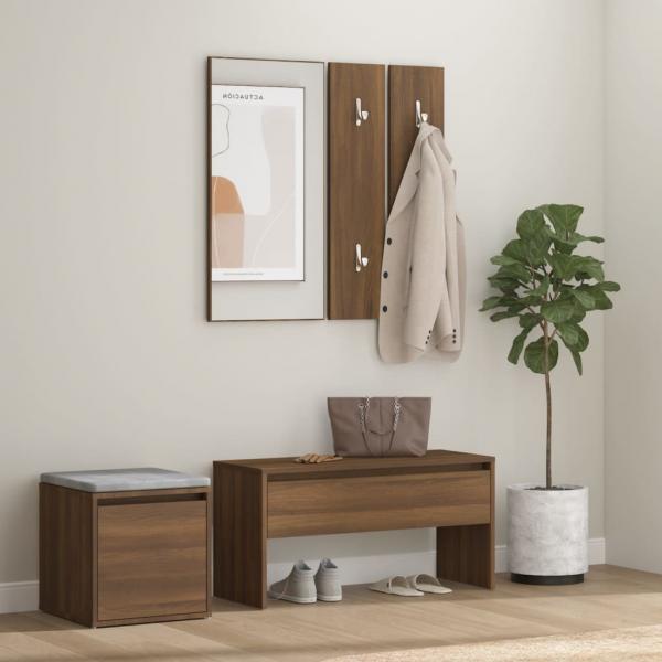 ARDEBO.de - Garderoben-Set Braun Eichen-Optik Holzwerkstoff