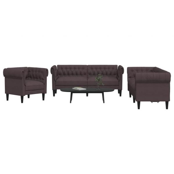 ARDEBO.de - 3-tlg. Sofagarnitur Dunkelbraun Stoff