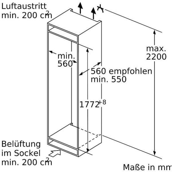Bosch GIN81ACE0 Serie 6 Einbau Gefrierschrank, Nischenhöhe 177,5 cm, 212 L, Full No Frost, Festtürtechnik, Schnellgefrieren, weiß