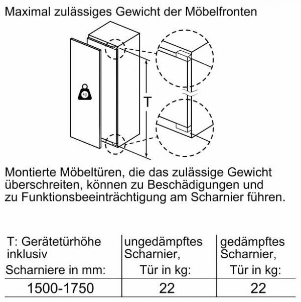 Bosch GIN81ACE0 Serie 6 Einbau Gefrierschrank, Nischenhöhe 177,5 cm, 212 L, Full No Frost, Festtürtechnik, Schnellgefrieren, weiß