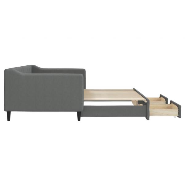 Tagesbett Ausziehbar mit Schubladen Dunkelgrau 90x200 cm Stoff