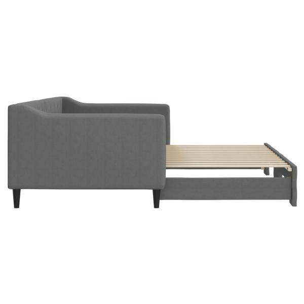 Tagesbett Ausziehbar Dunkelgrau 90x200 cm Stoff