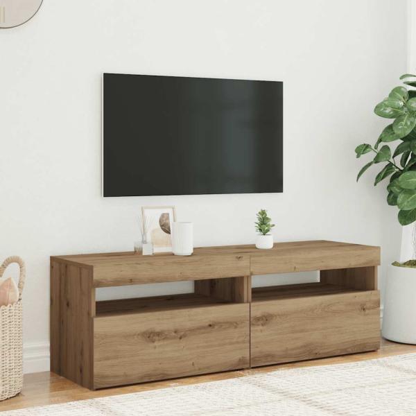 TV-Schränke mit LED-Leuchten 2 Stk. Artisan-Eiche Holzwerkstoff