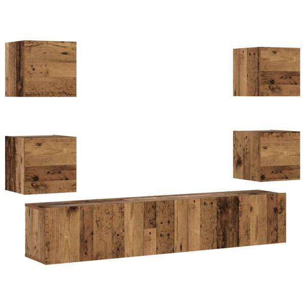 TV-Wandschränke 6 Stk. Altholz-Optik Holzwerkstoff
