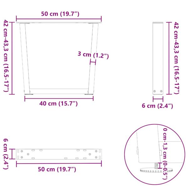 Couchtischbeine V-Form 2 Stück Schwarz 50x(42-43,3) cm Stahl
