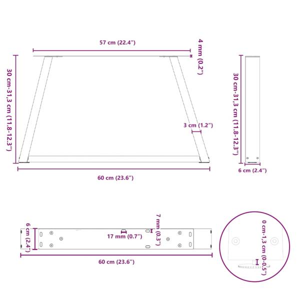 Esstisch Beine V-Form 2 Stück Weiß 60x(30-31,3) cm Stahl