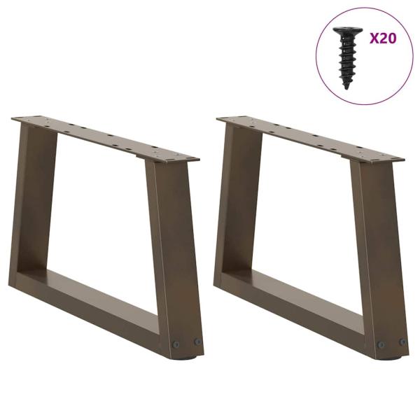 ARDEBO.de - Esstisch Beine V-Form 2 Stück Naturstahl 50x(30-31,3) cm Stahl