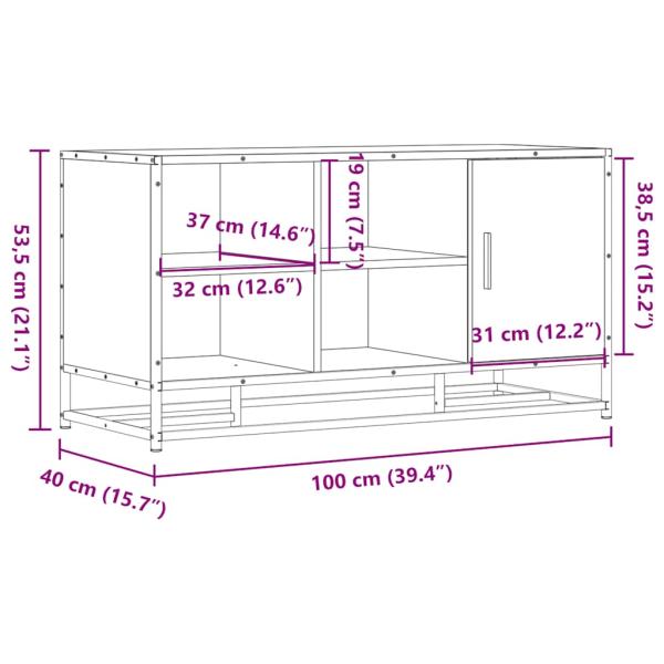 Schuhbank Grau Sonoma 100x40x53,5 cm Holzwerkstoff und Metall
