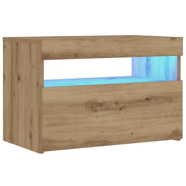 Nachttisch mit LED-Leuchten Artisan-Eiche 60x35x40 cm