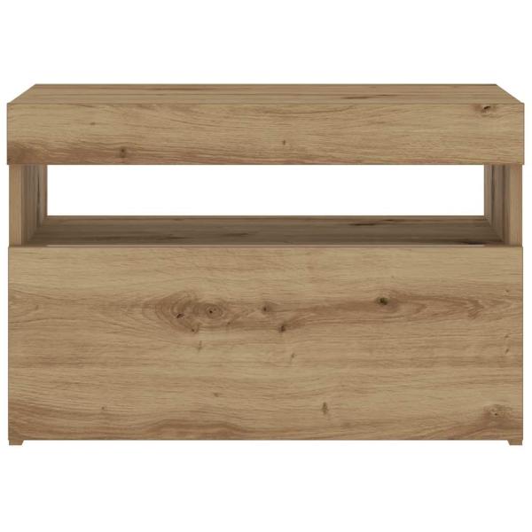 Nachttisch mit LED-Leuchten Artisan-Eiche 60x35x40 cm