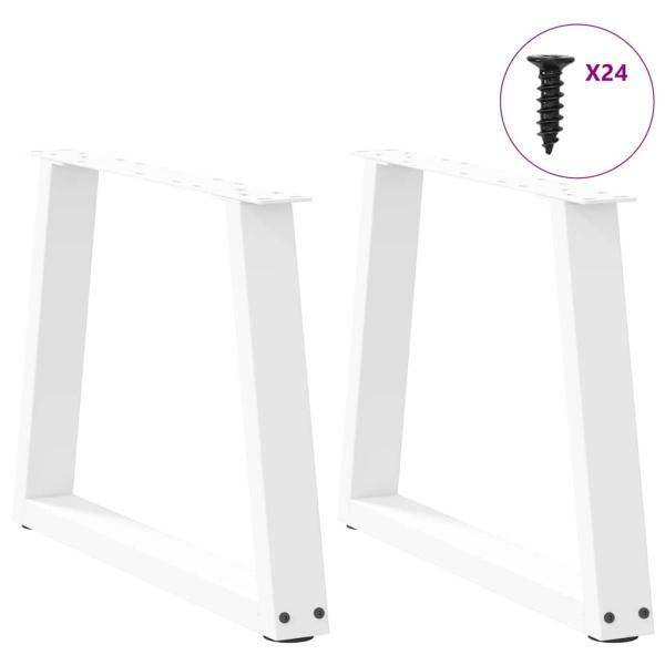 Esstisch Beine V-Form 2 Stück Weiß 60x(42-43,3) cm Stahl