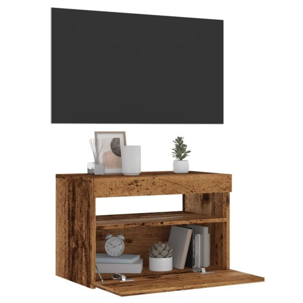 ARDEBO.de - TV-Schrank mit LED-Leuchten Altholz-Optik 60x35x40 cm