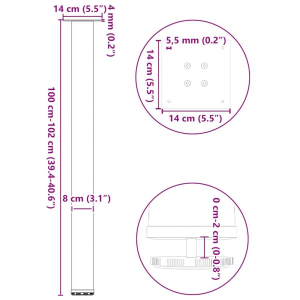Couchtischbeine 4 Stk. Naturstahl 100-102 cm Stahl