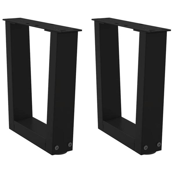 ARDEBO.de - Esstischbeine V-Form 2 Stück Schwarz 40x(30-31,3) cm Stahl