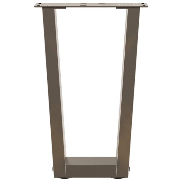 Esstisch Beine V-Form 2 Stück Naturstahl 38x(42-43,3) cm Stahl