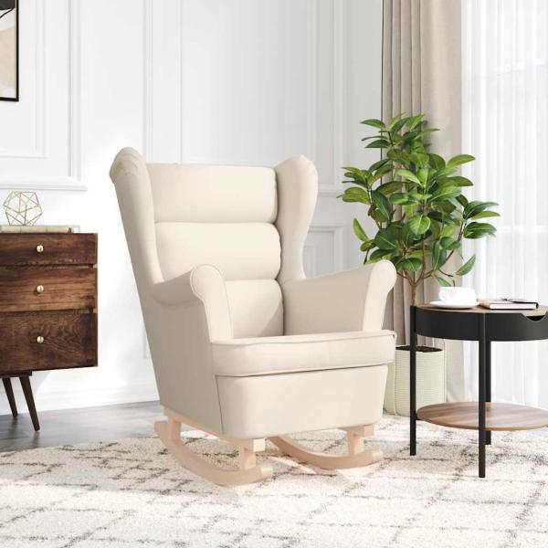 Schaukelsessel Weiß 74x90x102 cm Leinen