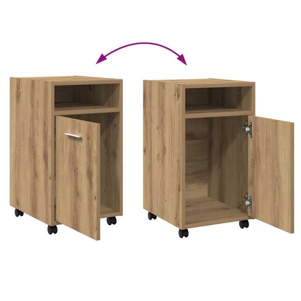 Schrank mit Rollen Artisan-Eiche 33x38x60 cm Holzwerkstoff