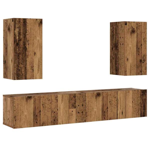TV-Wandschränke 4 Stk. Altholz-Optik Holzwerkstoff