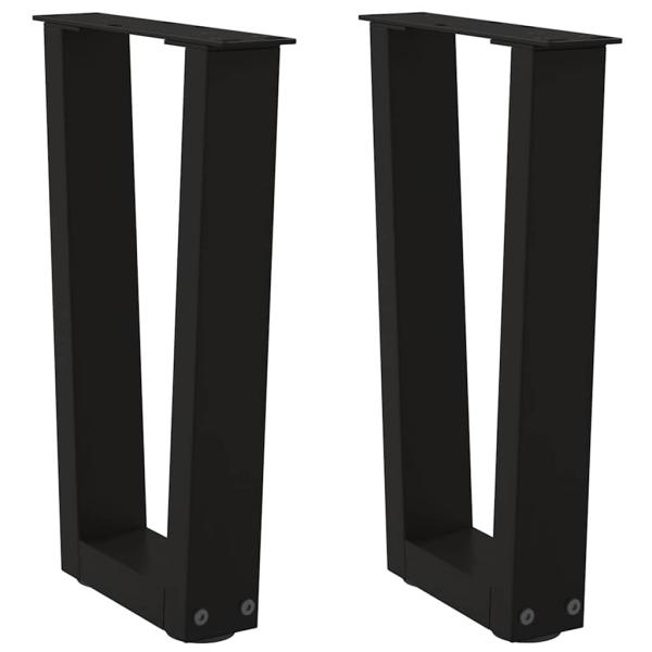 ARDEBO.de - Esstisch Beine V-Form 2 Stück Schwarz 38x(42-43,3) cm Stahl