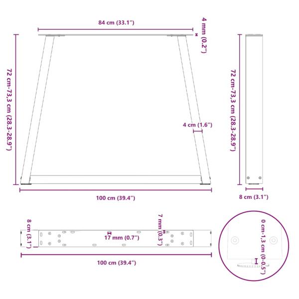 ARDEBO.de - Esstischbeine V-Form 2 Stück Weiß 100x(72-73,3) cm Stahl