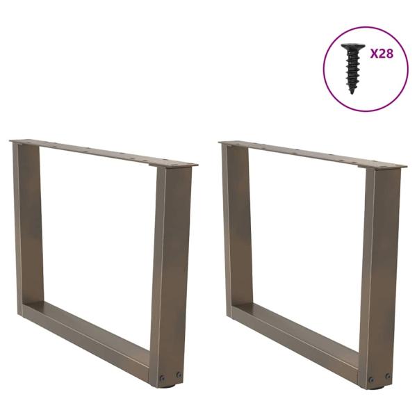 ARDEBO.de - Esstisch Beine V-Form 2 Stück Naturstahl 70x(42-43,3) cm Stahl