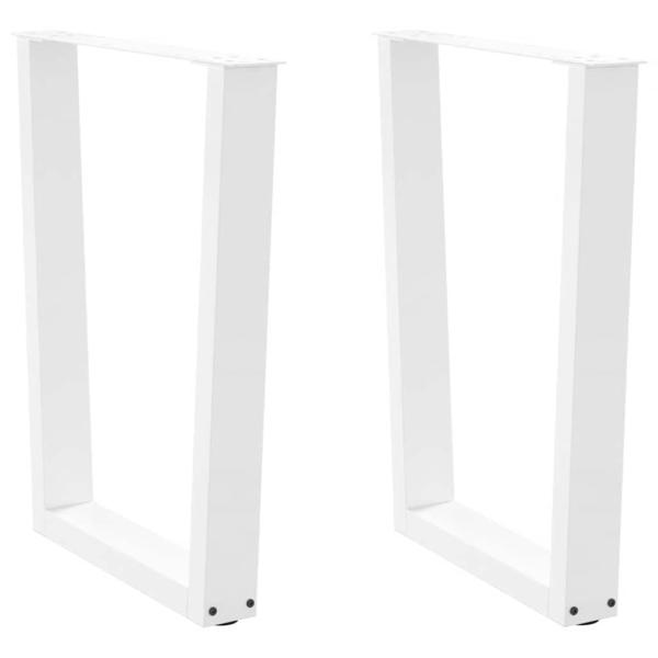 ARDEBO.de - Esstisch Beine V-Form 2 Stück Weiß 70x(72-73,3) cm Stahl