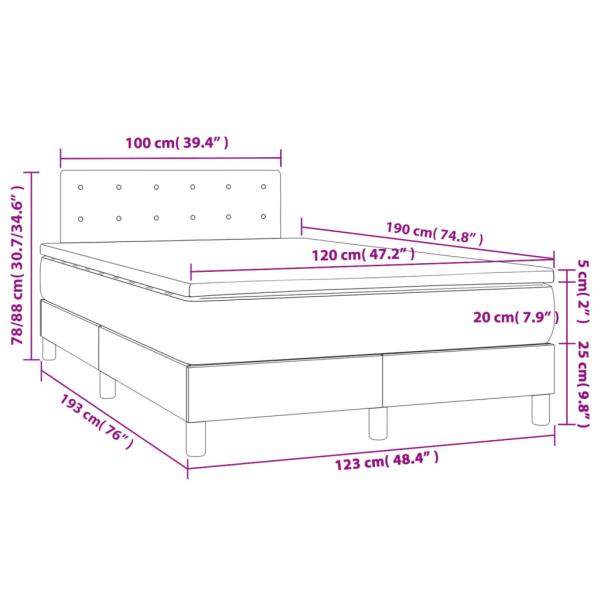 Boxspringbett mit Matratze Dunkelbraun 120x190 cm Stoff
