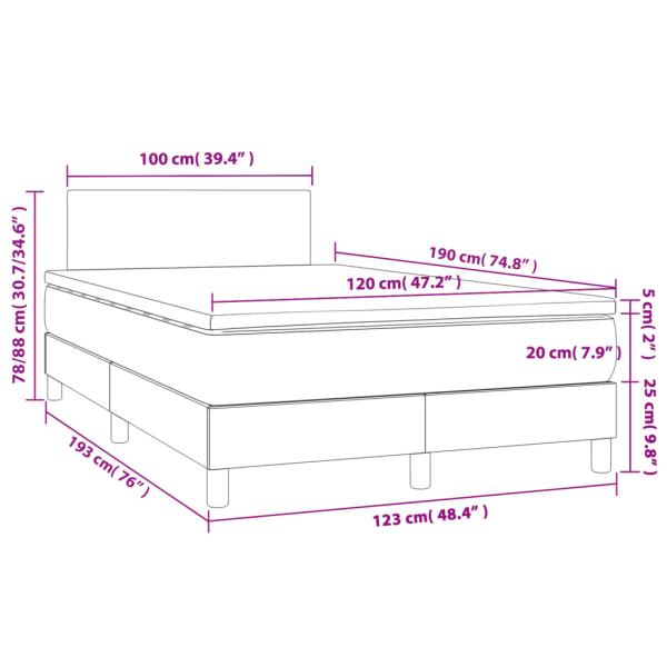 Boxspringbett mit Matratze & LED Dunkelbraun 120x190 cm Stoff