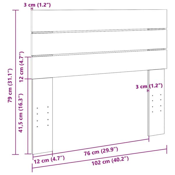 Kopfteil 100 cm Massivholz Eiche