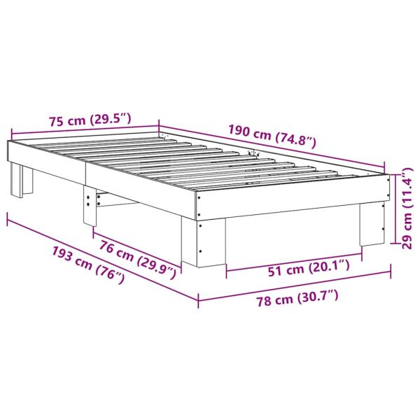 Massivholzbett ohne Matratze 75x190 cm Eichenholz