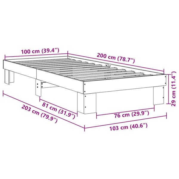 Massivholzbett ohne Matratze 100x200 cm Eichenholz