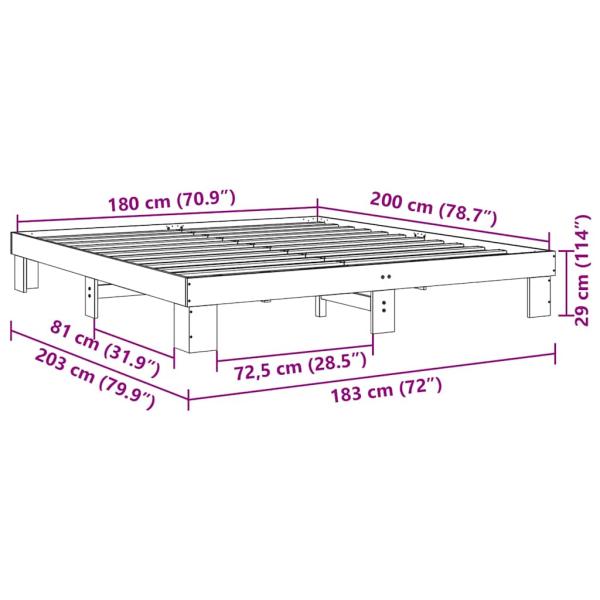 Massivholzbett ohne Matratze 180x200 cm Eichenholz