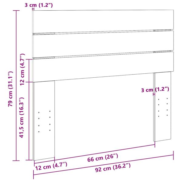 Kopfteil 90 cm Massivholz Eiche