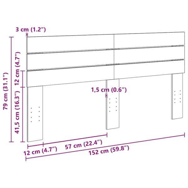 Kopfteil 150 cm Massivholz Eiche