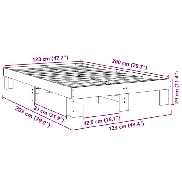 Massivholzbett ohne Matratze 120x200 cm Eichenholz