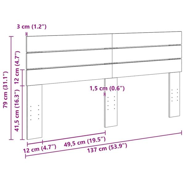 Kopfteil 135 cm Massivholz Eiche