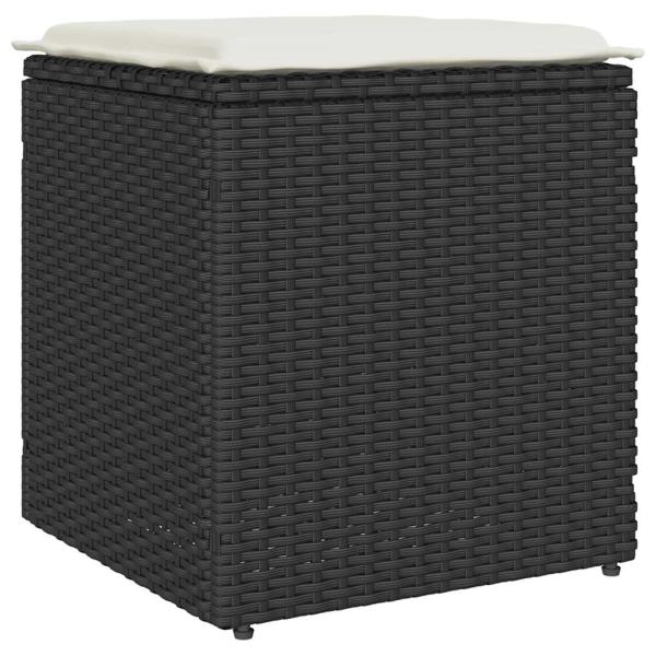 Gartenhocker mit Kissen 2 Stk. Schwarz 40x40x43 cm Poly Rattan