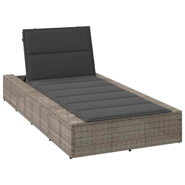 ARDEBO.de - Sonnenliege mit schwebender Auflage Grau Poly Rattan