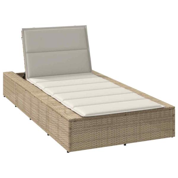 ARDEBO.de - Sonnenliege mit schwebender Auflage Beige Poly Rattan
