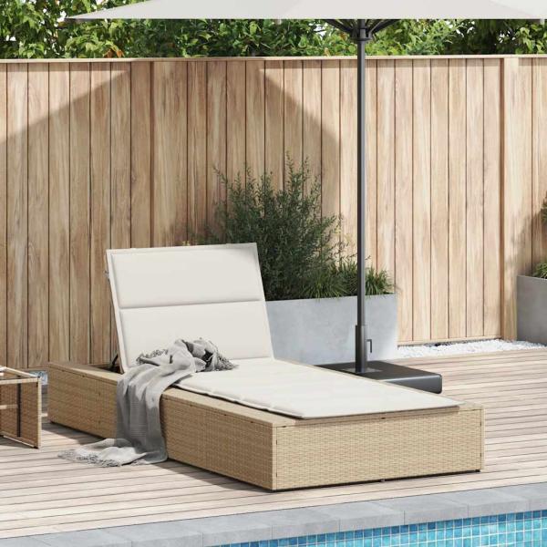 Sonnenliege mit schwebender Auflage Beige Poly Rattan