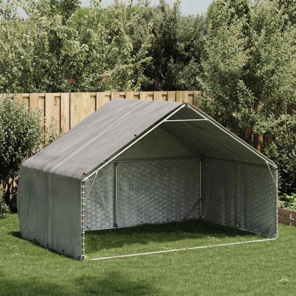 Outdoor-Hundezwinger mit Abdeckung 3x2x1,9 m Verzinkter Stahl