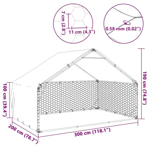 Outdoor-Hundezwinger mit Abdeckung 3x2x1,9 m Verzinkter Stahl