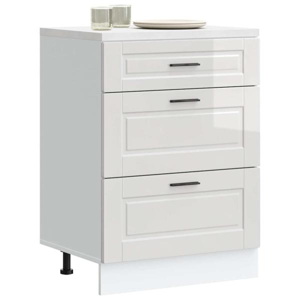 ARDEBO.de - Küchenunterschrank Porto Hochglanz-Weiß Holzwerkstoff