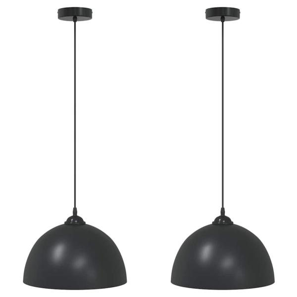 ARDEBO.de - Pendelleuchten 2 Stk. Höhenverstellbar E27 Schwarz Ø30cm Metall