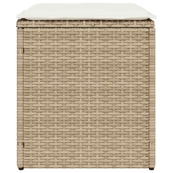 Gartenhocker mit Kissen 2 Stk. Beige 40x40x43 cm Poly Rattan