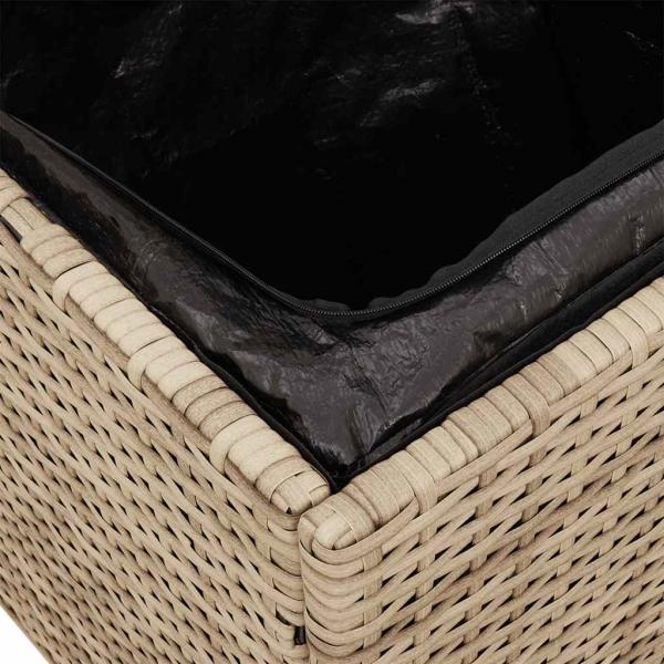 Gartenhocker mit Kissen 2 Stk. Beige 40x40x43 cm Poly Rattan