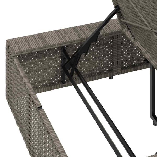 Sonnenliege mit schwebender Auflage Grau Poly Rattan
